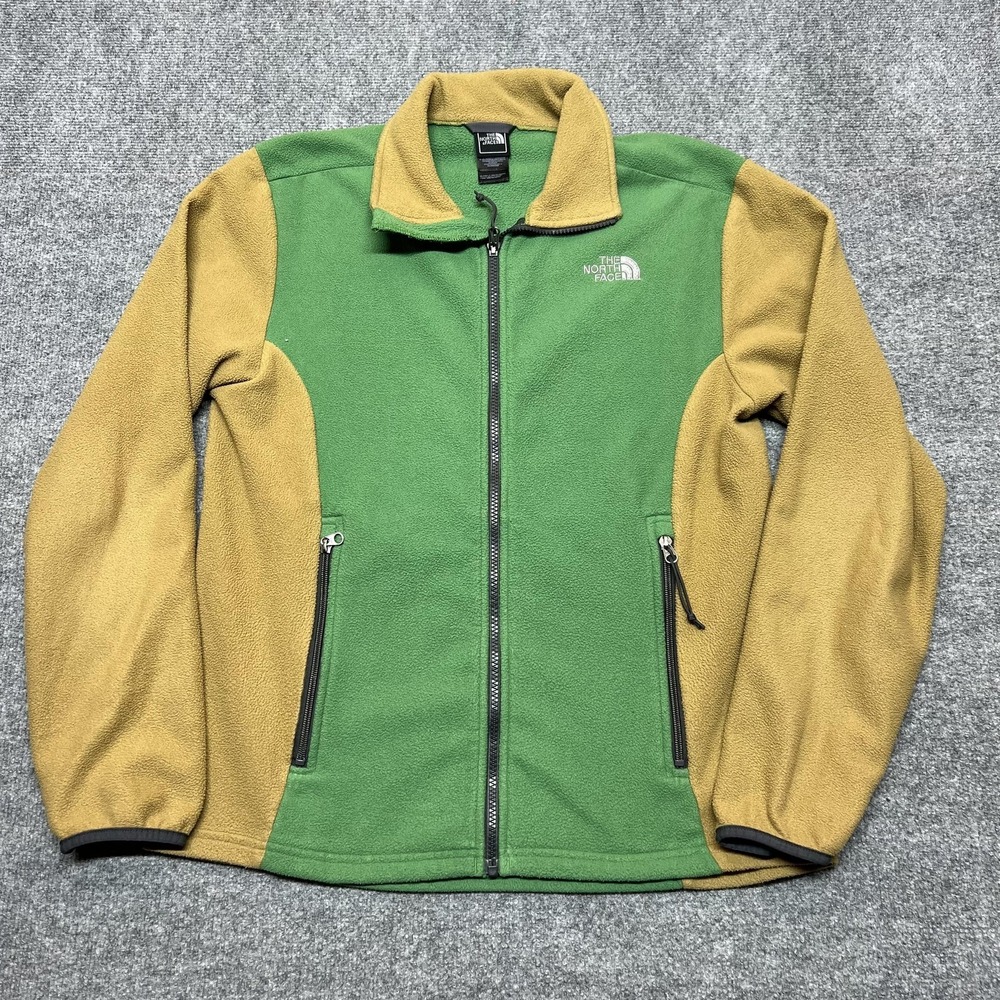 The North Face Jacket Mens Medium Green Fleece Full Zip Pockets Outdoor Hiking